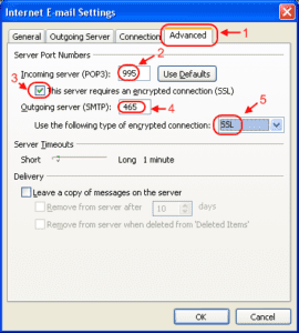 bellsouth account settings for outlook